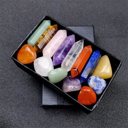 14-Piece Pointed Quartz Crystal Chakra Healing Set  – Perfect for Meditation & Bedroom Decor