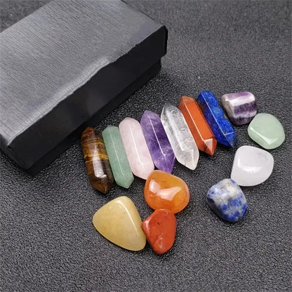 14-Piece Pointed Quartz Crystal Chakra Healing Set  – Perfect for Meditation & Bedroom Decor
