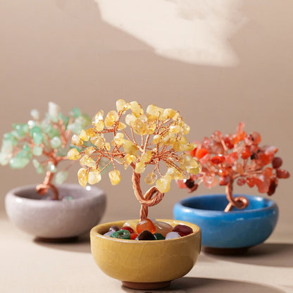 Crystal Gemstone Bonsai Tree – Copper Wire Art Decor