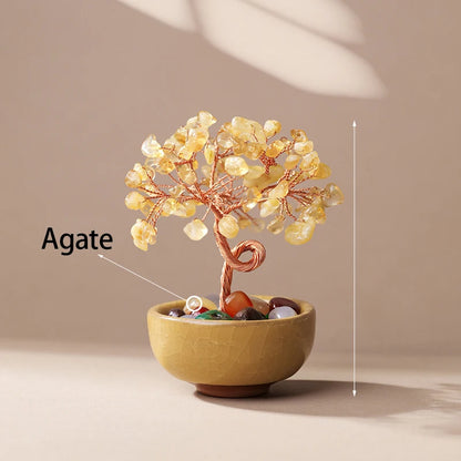 Crystal Gemstone Bonsai Tree – Copper Wire Art Decor