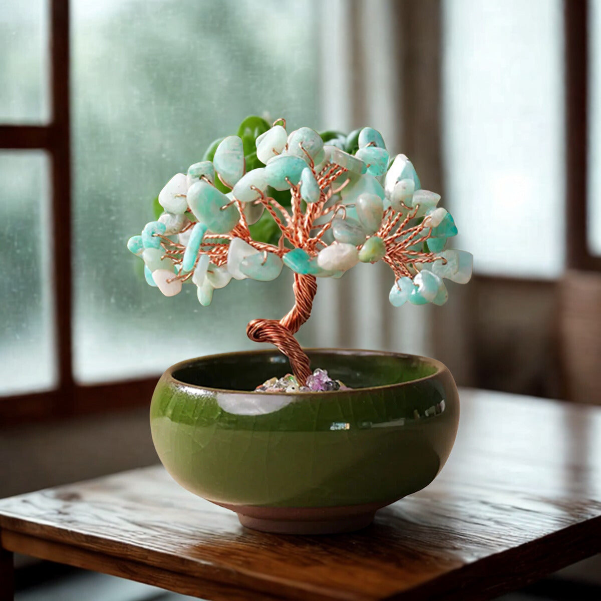 Crystal Gemstone Bonsai Tree – Copper Wire Art Decor