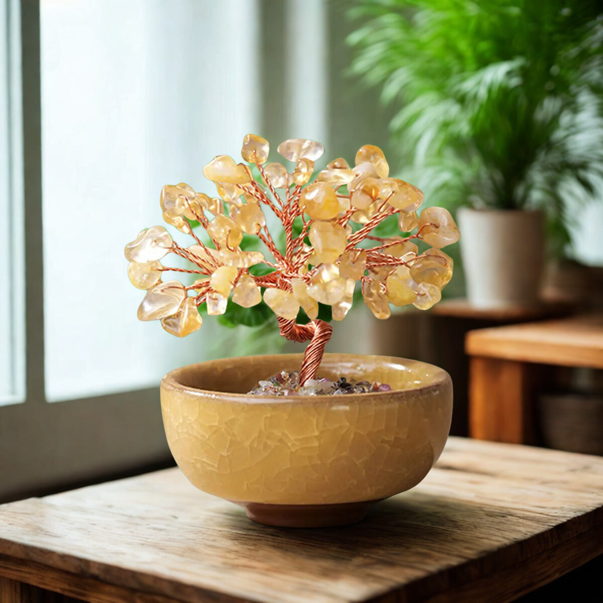 Crystal Gemstone Bonsai Tree – Copper Wire Art Decor