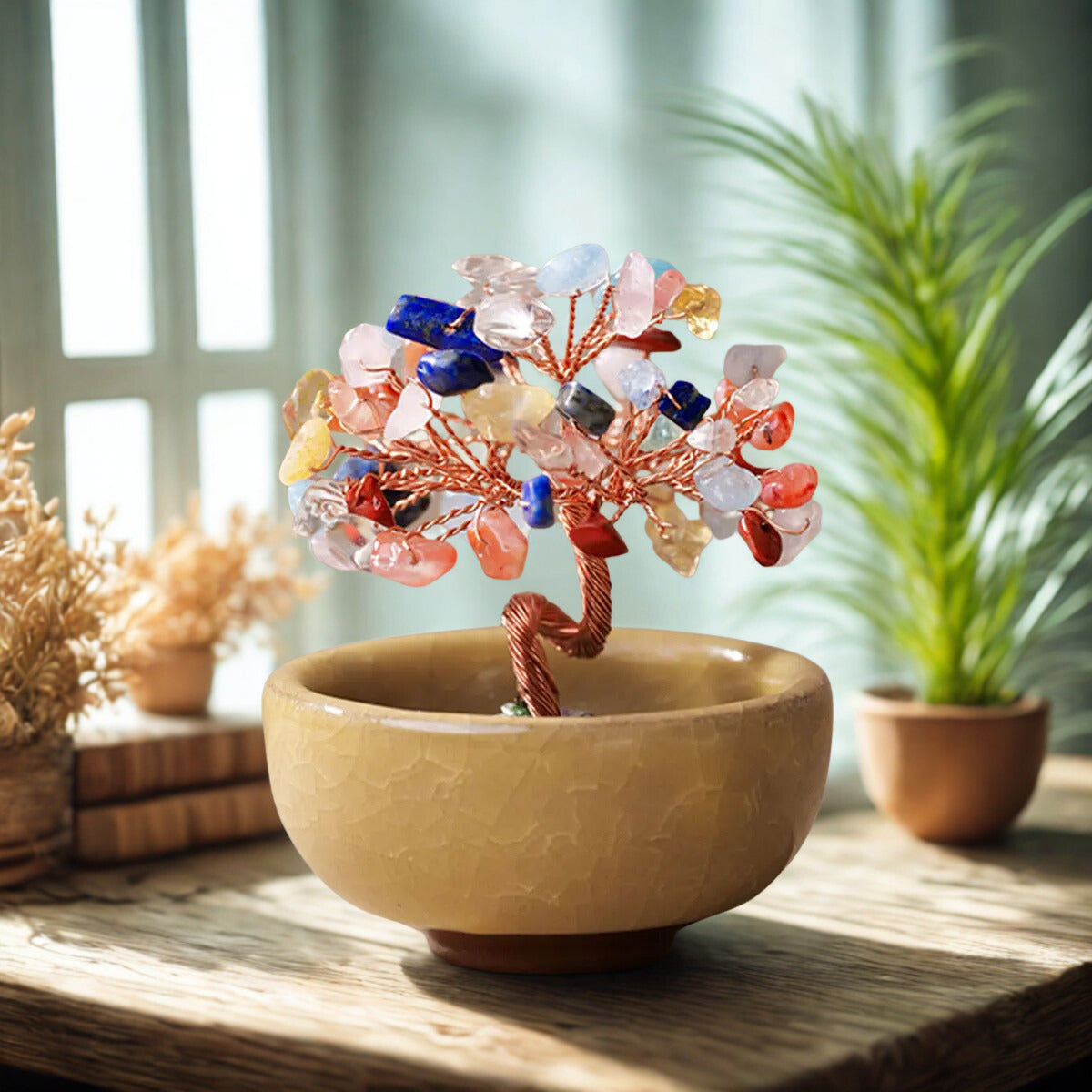 Crystal Gemstone Bonsai Tree – Copper Wire Art Decor