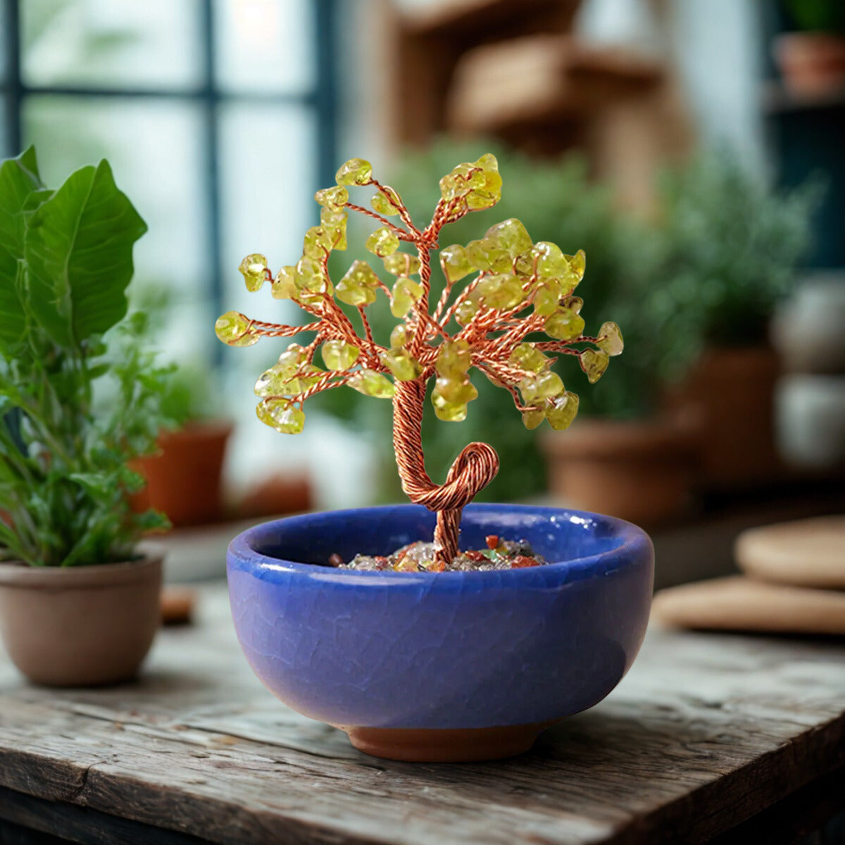 Crystal Gemstone Bonsai Tree – Copper Wire Art Decor