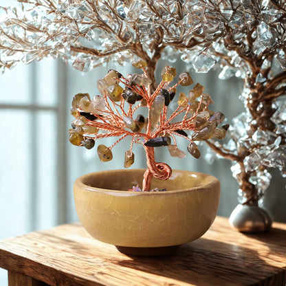 Crystal Gemstone Bonsai Tree – Copper Wire Art Decor