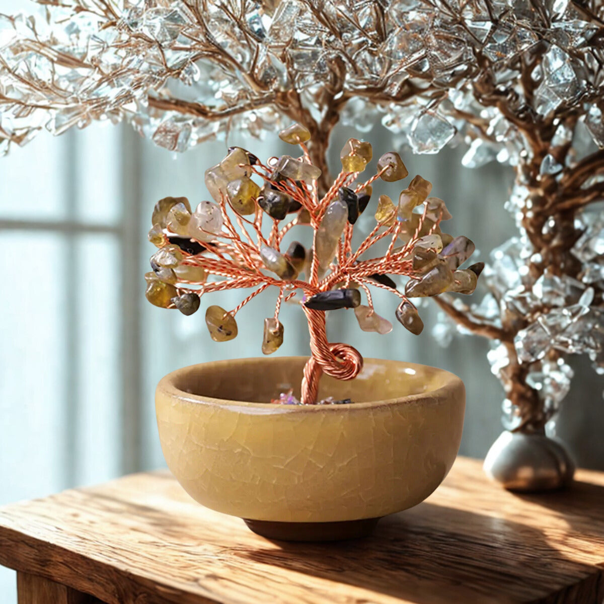 Crystal Gemstone Bonsai Tree – Copper Wire Art Decor