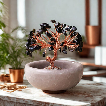 Crystal Gemstone Bonsai Tree – Copper Wire Art Decor