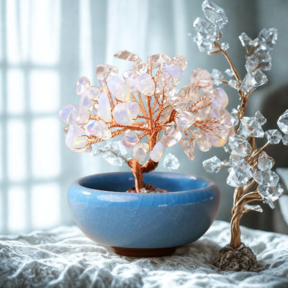 Crystal Gemstone Bonsai Tree – Copper Wire Art Decor