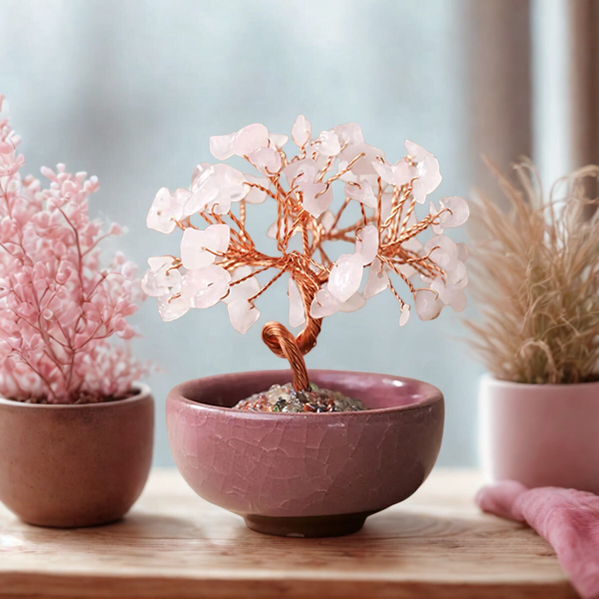 Crystal Gemstone Bonsai Tree – Copper Wire Art Decor