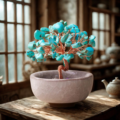 Crystal Gemstone Bonsai Tree – Copper Wire Art Decor